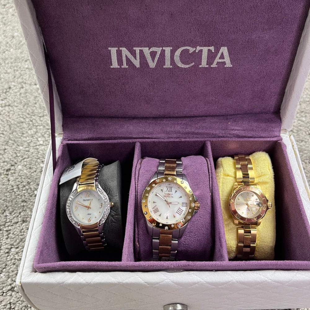 Invicta & Armitron Womens Watch Lot  3 Watches w/ White Invicta Case